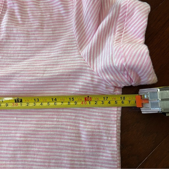 Talbots Roll Cuff Johnny Collar Striped Pullover Polo Pink White stripe size M - Picture 5 of 8